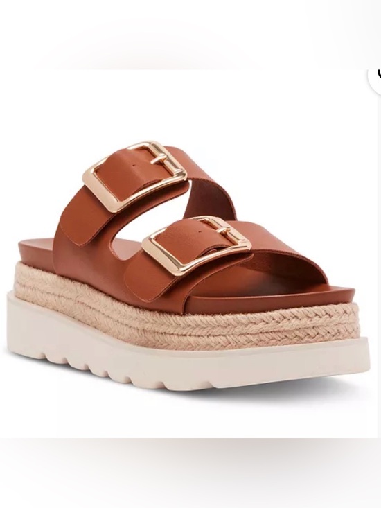 Madden Girl Shoes - Madden Girl Tan Double-Buckle Espadrille Platform Sandal